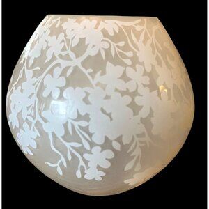 Floral Frosted Glass Electric Nightlight With White Cord & On/Off Switch Elegant